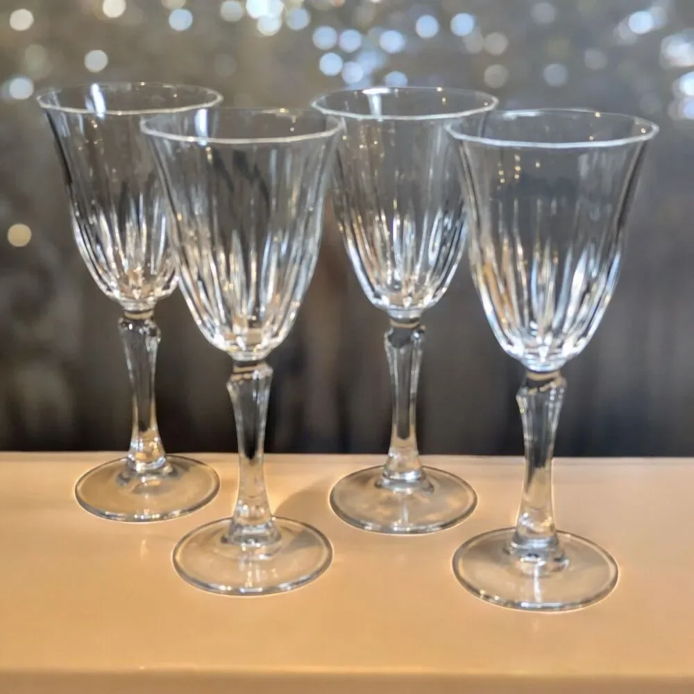 4 Recital Wine Crystal Glasses Goblets Royal Crystal Rock 7.5